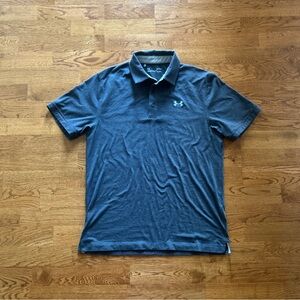 Under Armour Polo Shirt Men Navy Blue Heather Short Sleeve Heat Gear M Golf